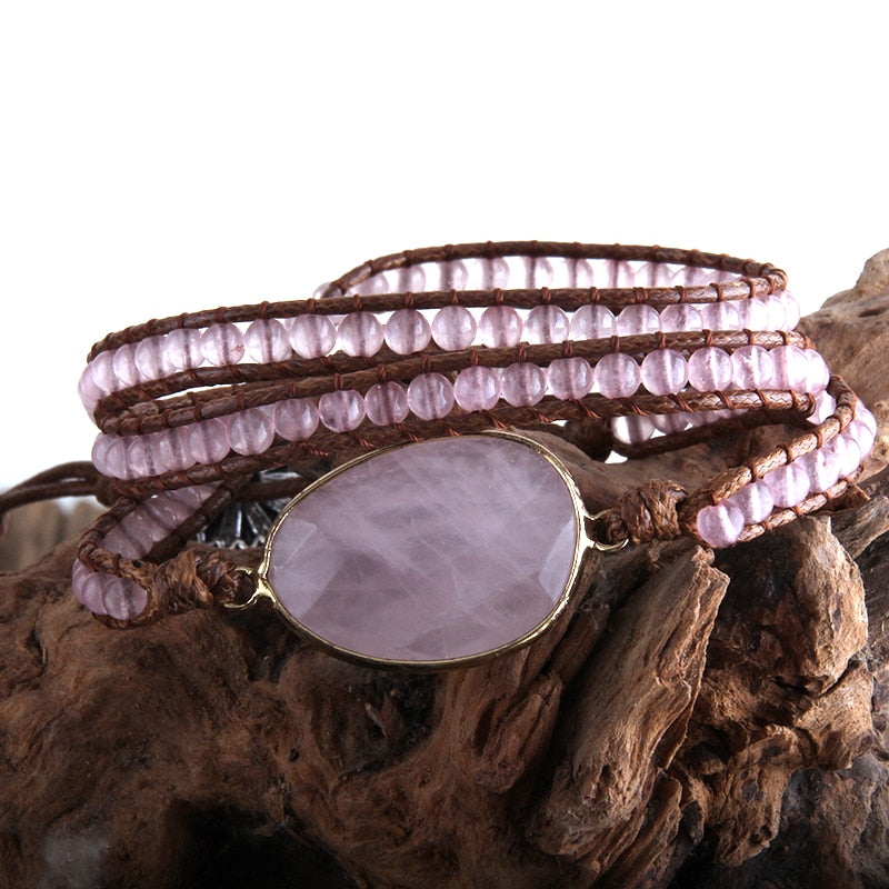 Pulseira Fashion Amazonita Quartzo Rosa