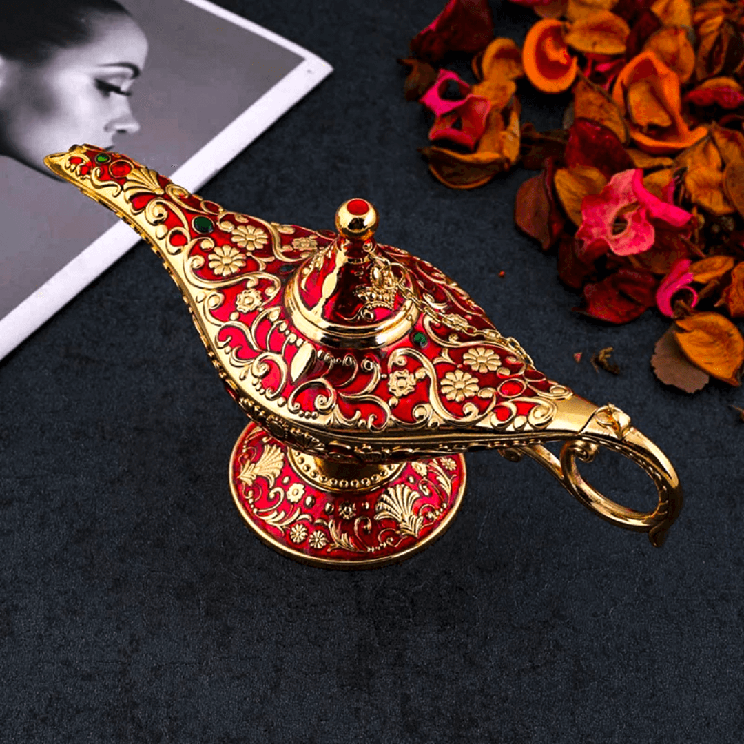 Incensário Magic Lamp Dourado Vermelho