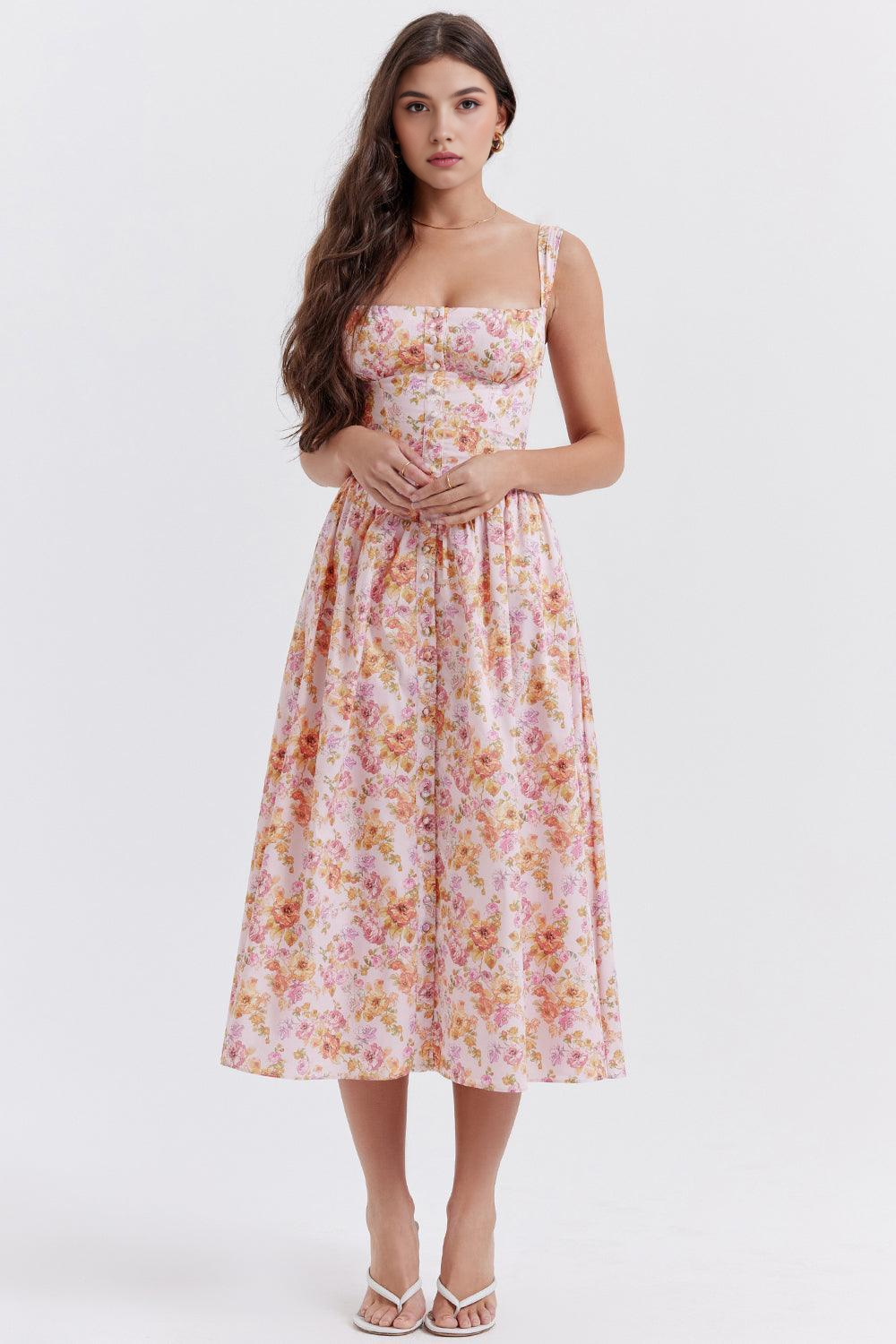 Vestido Bustier Lauren Floral Rose