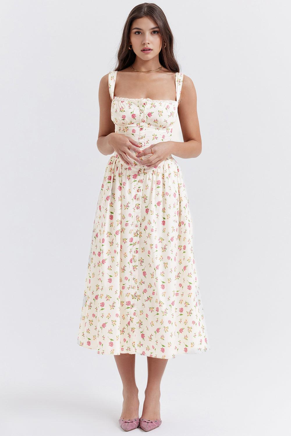 Vestido Bustier Lauren Floral Branco