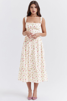 Vestido Bustier Lauren Floral Branco