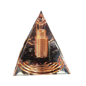 Pirâmide Orgonite com Obsidiana Negra e Espiral de Cobre