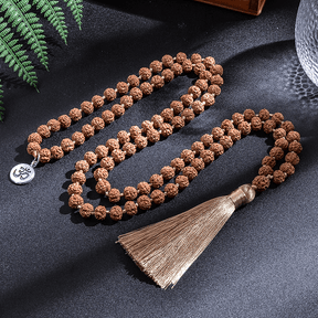 Japamala 108 Contas Rudraksha Natural + Pulseira Grátis